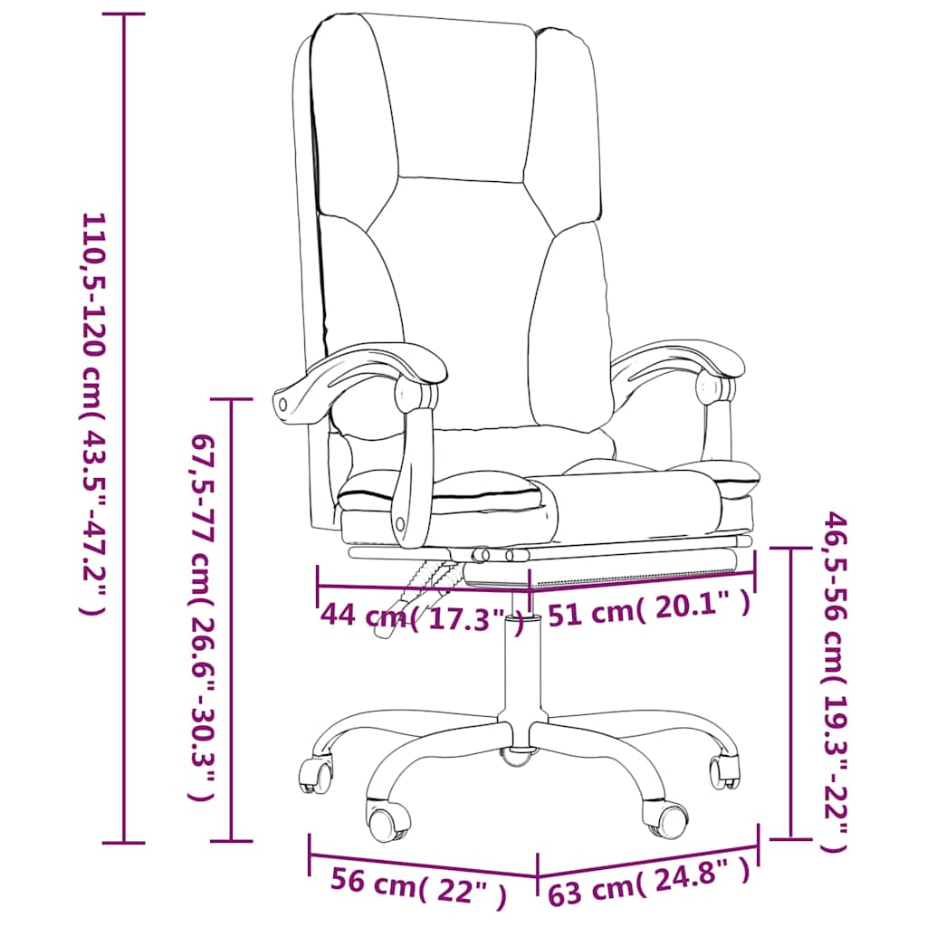 vidaXL Massage Reclining Office Chair Light Grey Fabric