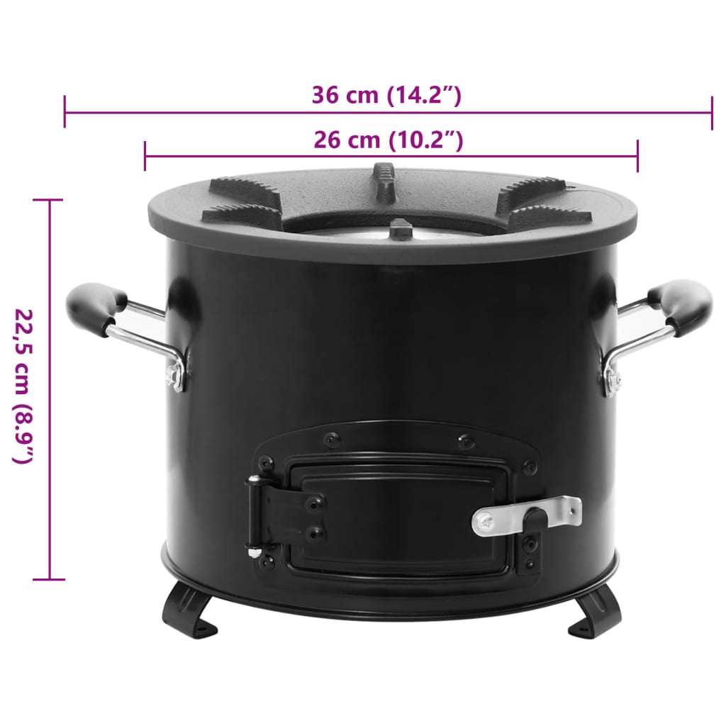 vidaXL Camping Wood Stove Black 36x26x22,5 cm Metal
