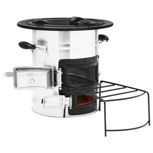 vidaXL Camping Wood Stove Silver 51,5x35x30,5 cm Stainless Steel