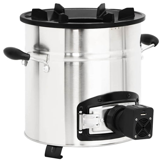 vidaXL Wood Stove with USB Fan Silver 35,5x26x28 cm Stainless Steel