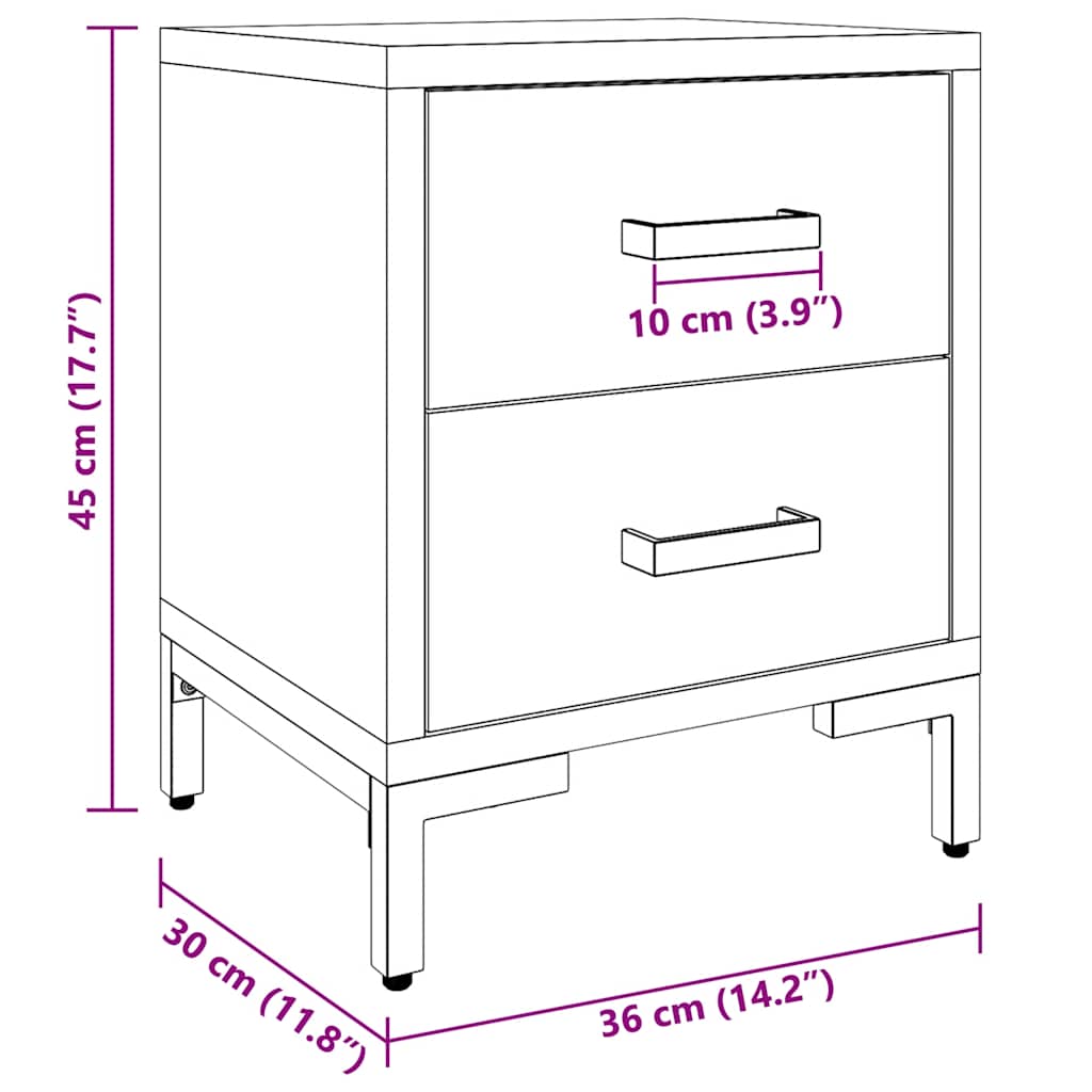 vidaXL Bedside Cabinet Black 36x30x45 cm Solid Pinewood
