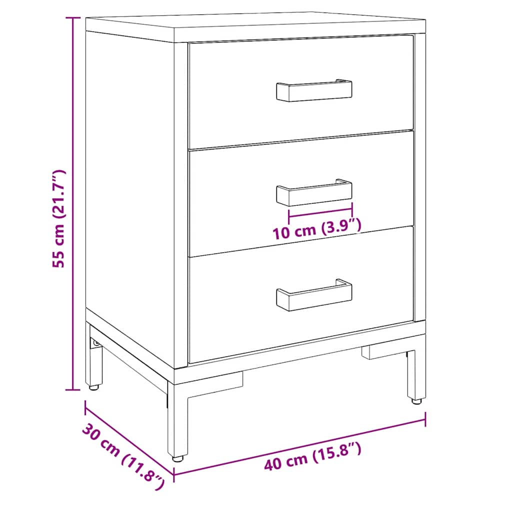 vidaXL Bedside Cabinet Brown 36x30x54 cm Solid Pinewood