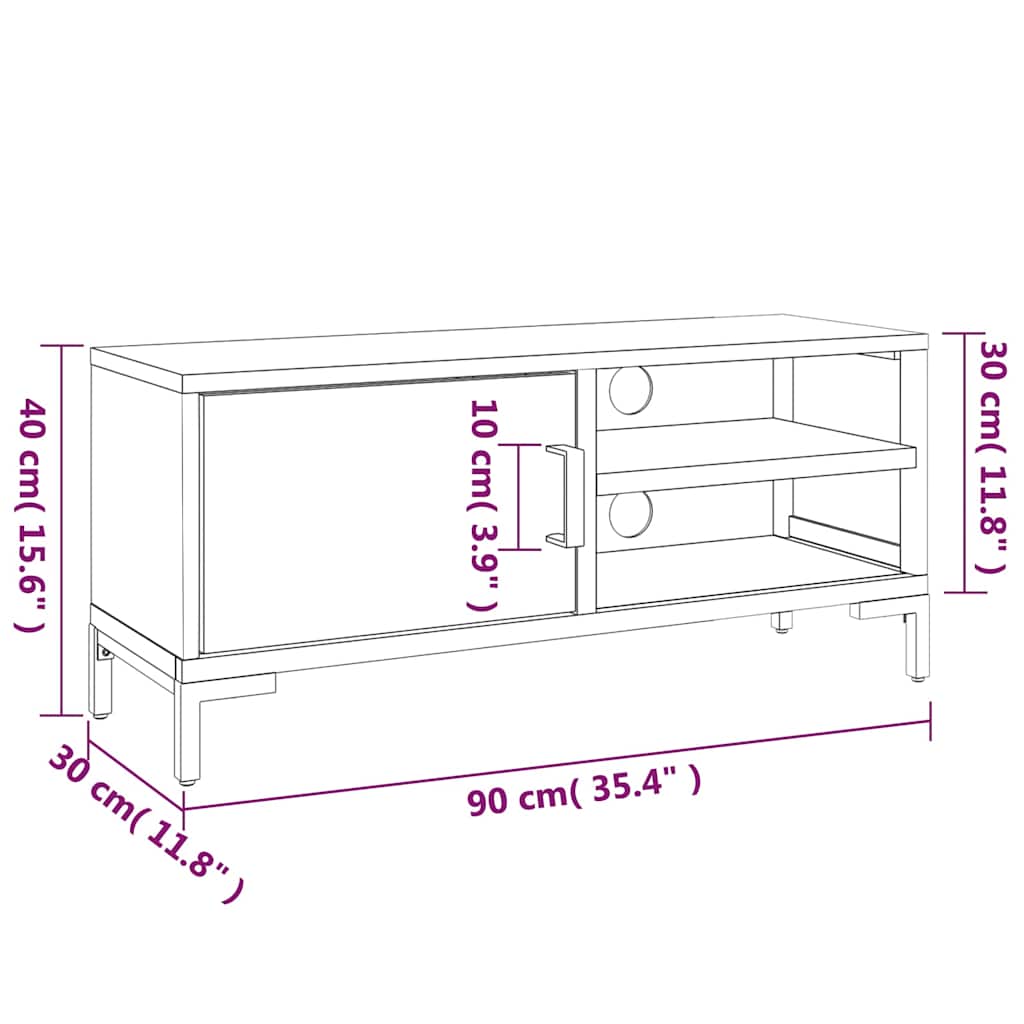 vidaXL TV Cabinet Brown 90x30x40 cm Solid Pinewood