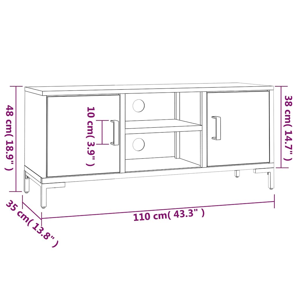 vidaXL TV Cabinet Brown 110x35x48 cm Solid Pinewood