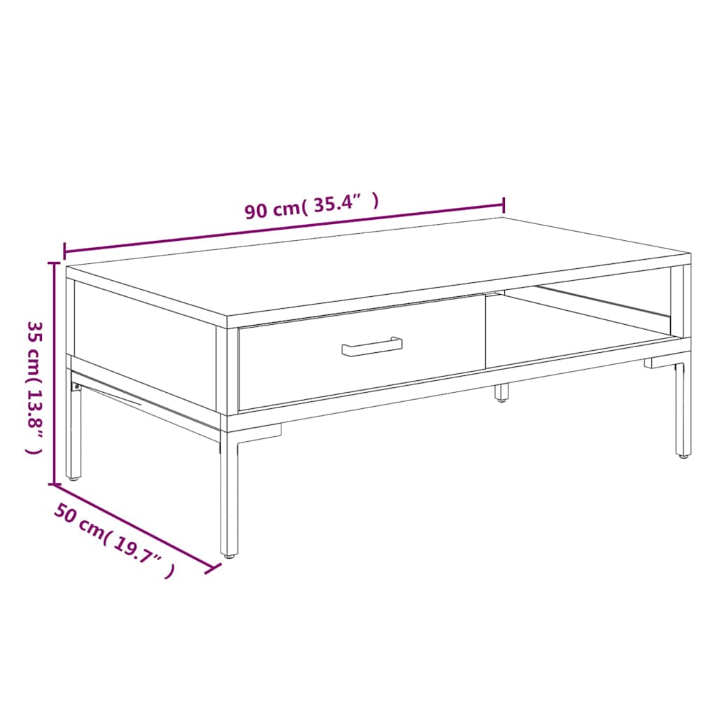 vidaXL Coffee Table 90x50x35 cm Solid Pinewood