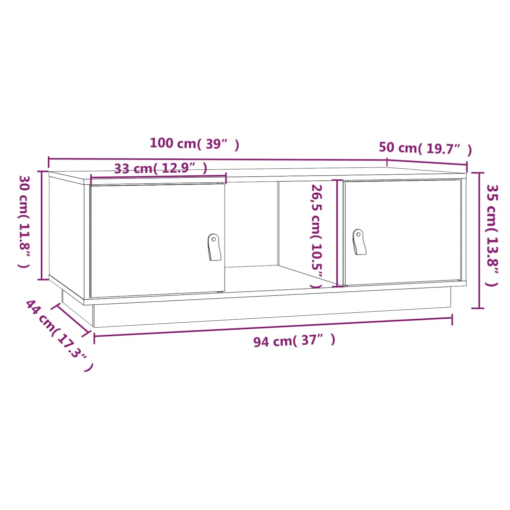 vidaXL Coffee Table Grey 100x50x35 cm Solid Wood Pine