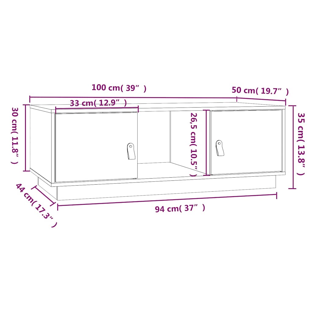 vidaXL Coffee Table Honey Brown 100x50x35 cm Solid Wood Pine