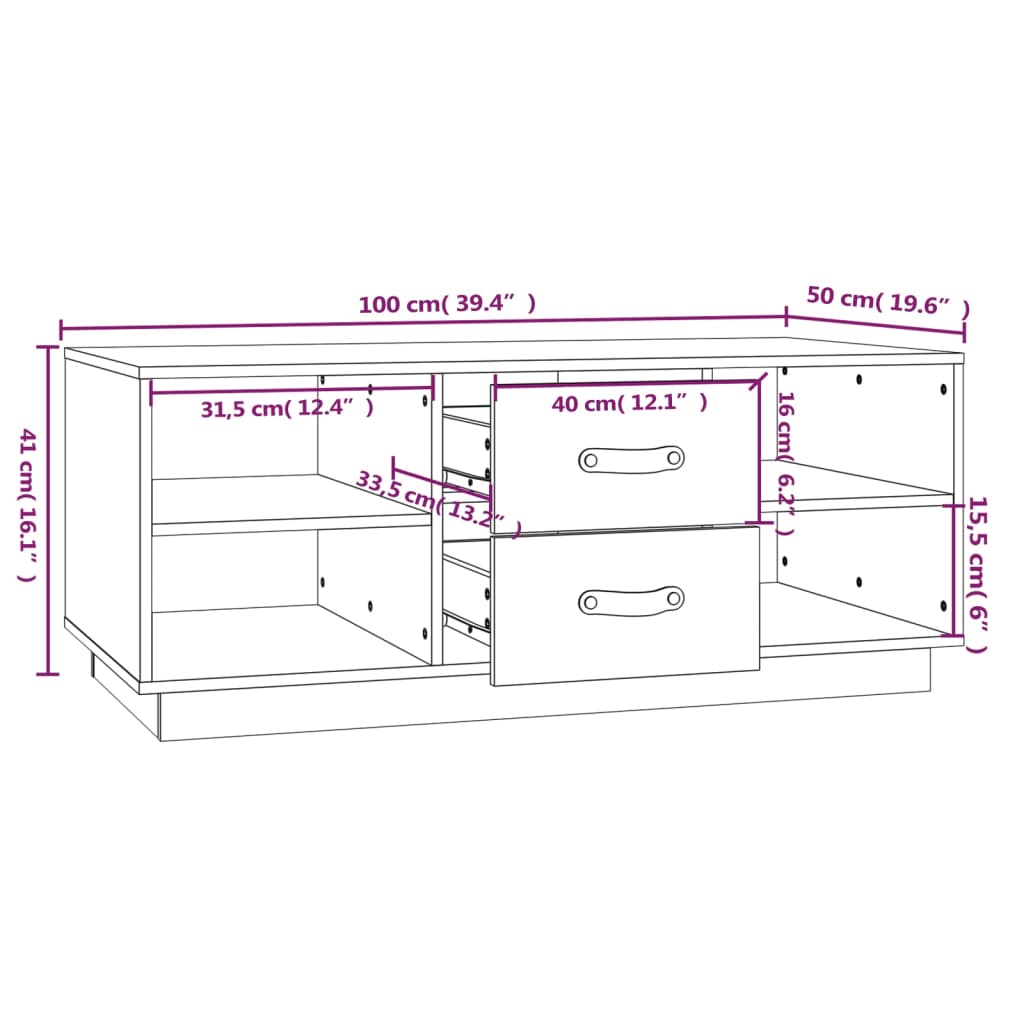 vidaXL Coffee Table 100x50x41 cm Solid Wood Pine