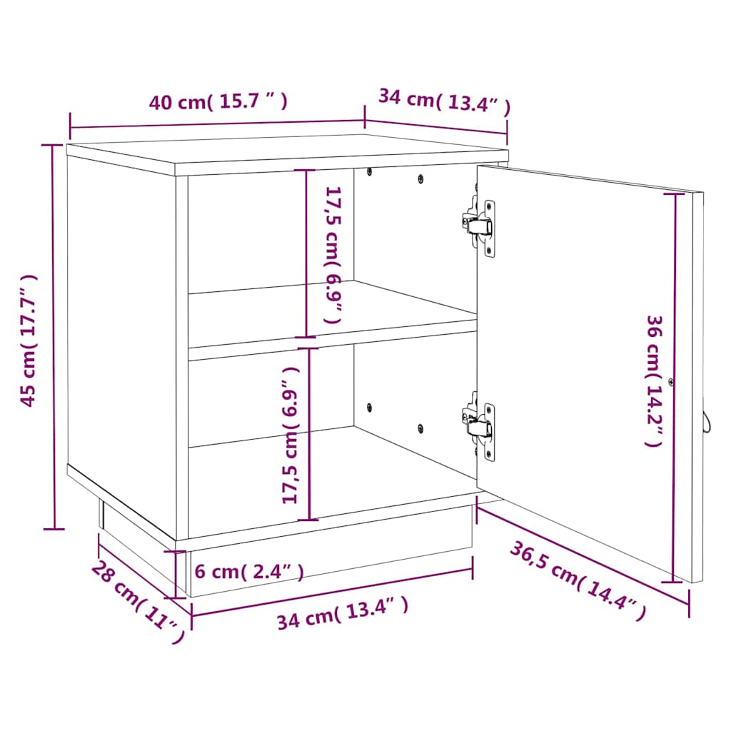 vidaXL Bedside Cabinets 2 pcs White 40x34x45 cm Solid Wood Pine