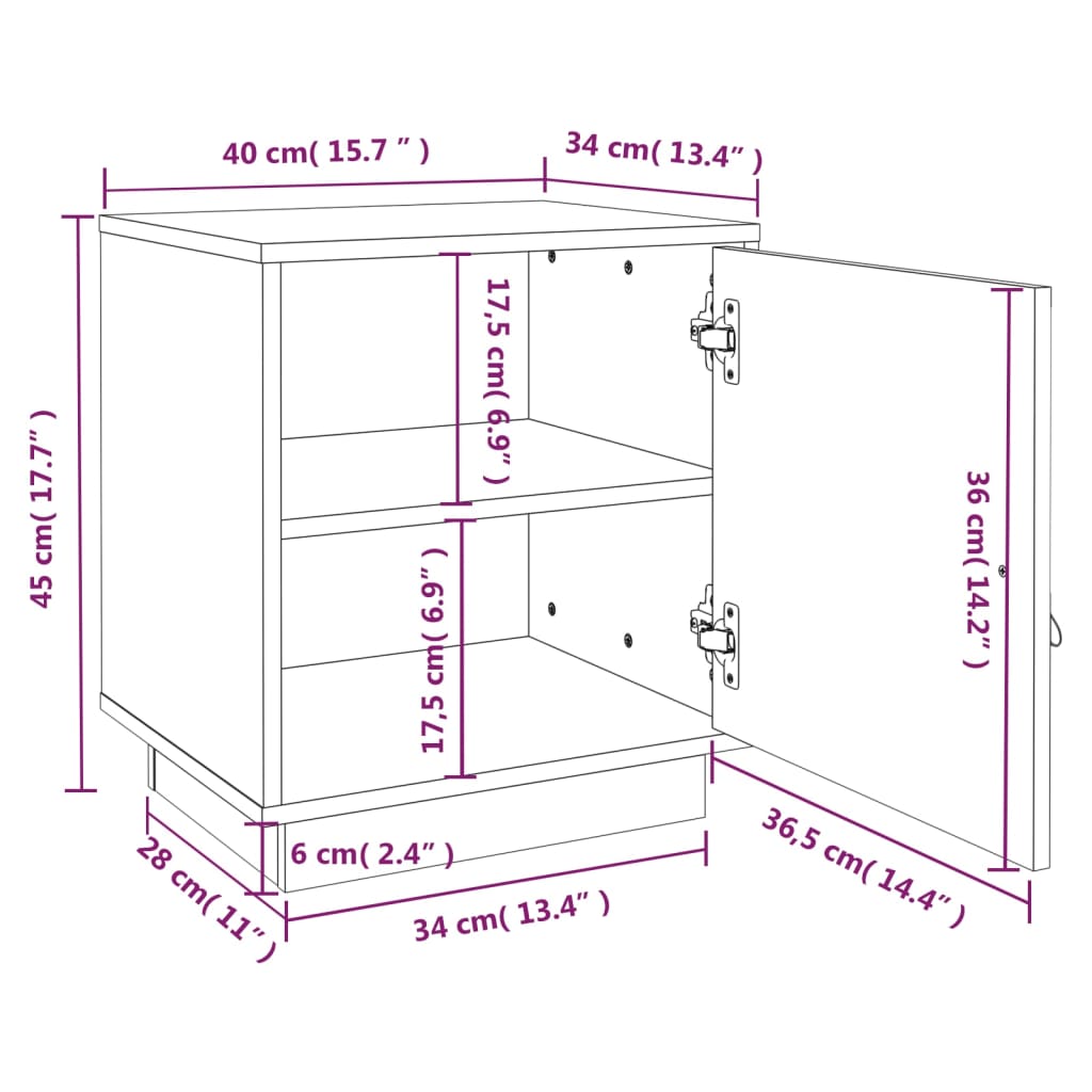 vidaXL Bedside Cabinets 2 pcs Black 40x34x45 cm Solid Wood Pine