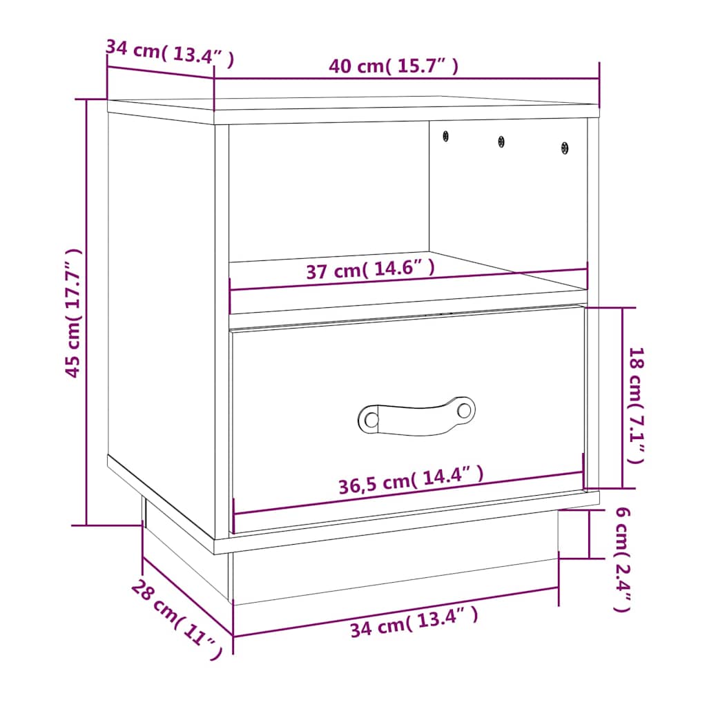 vidaXL Bedside Cabinets 2 pcs White 40x34x45 cm Solid Wood Pine