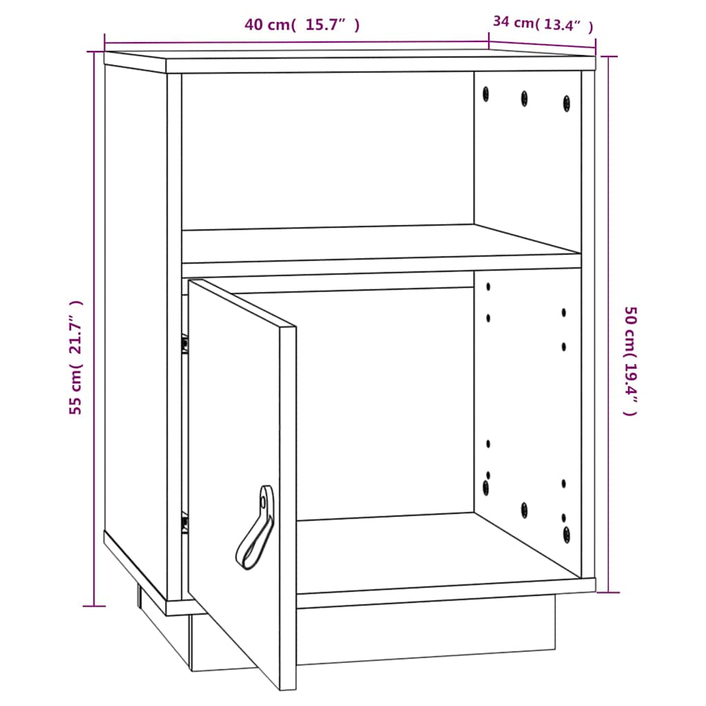 vidaXL Bedside Cabinets 2 pcs 40x34x55 cm Solid Wood Pine