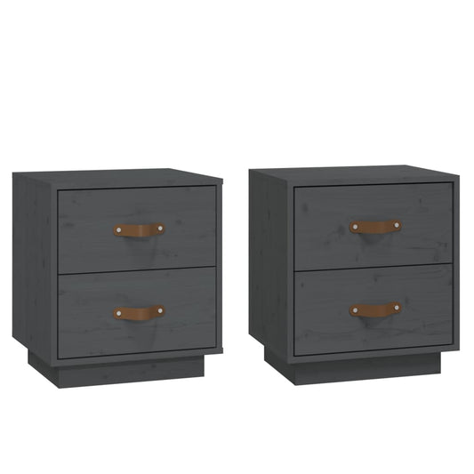vidaXL Bedside Cabinets 2 pcs Grey 40x34x45 cm Solid Wood Pine