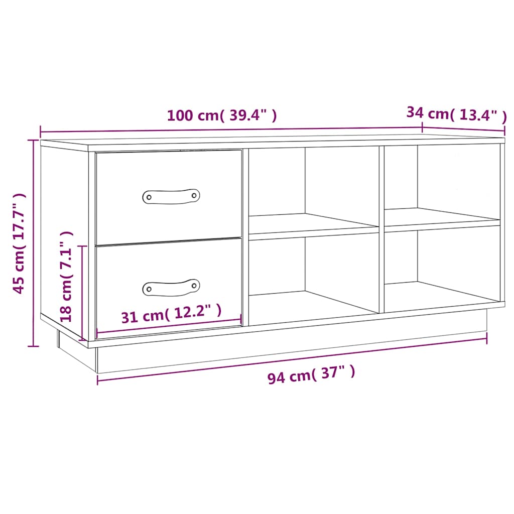vidaXL Shoe Bench White 100x34x45 cm Solid Wood Pine