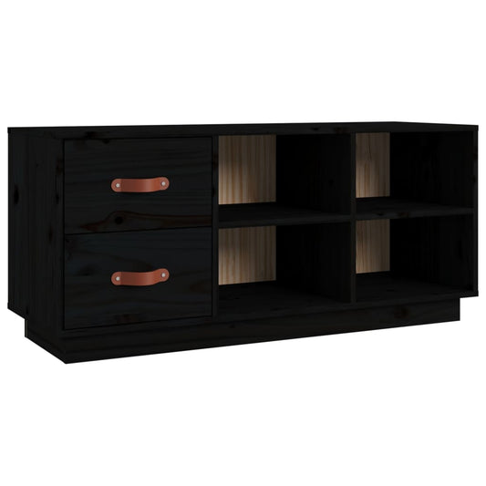 vidaXL Shoe Bench Black 100x34x45 cm Solid Wood Pine