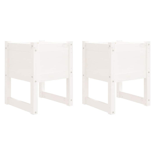 vidaXL Planters 2 pcs White 40x40x52,5 cm Solid Wood Pine