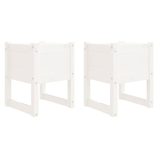 vidaXL Planters 2 pcs White 40x40x52.5 cm Solid Wood Pine