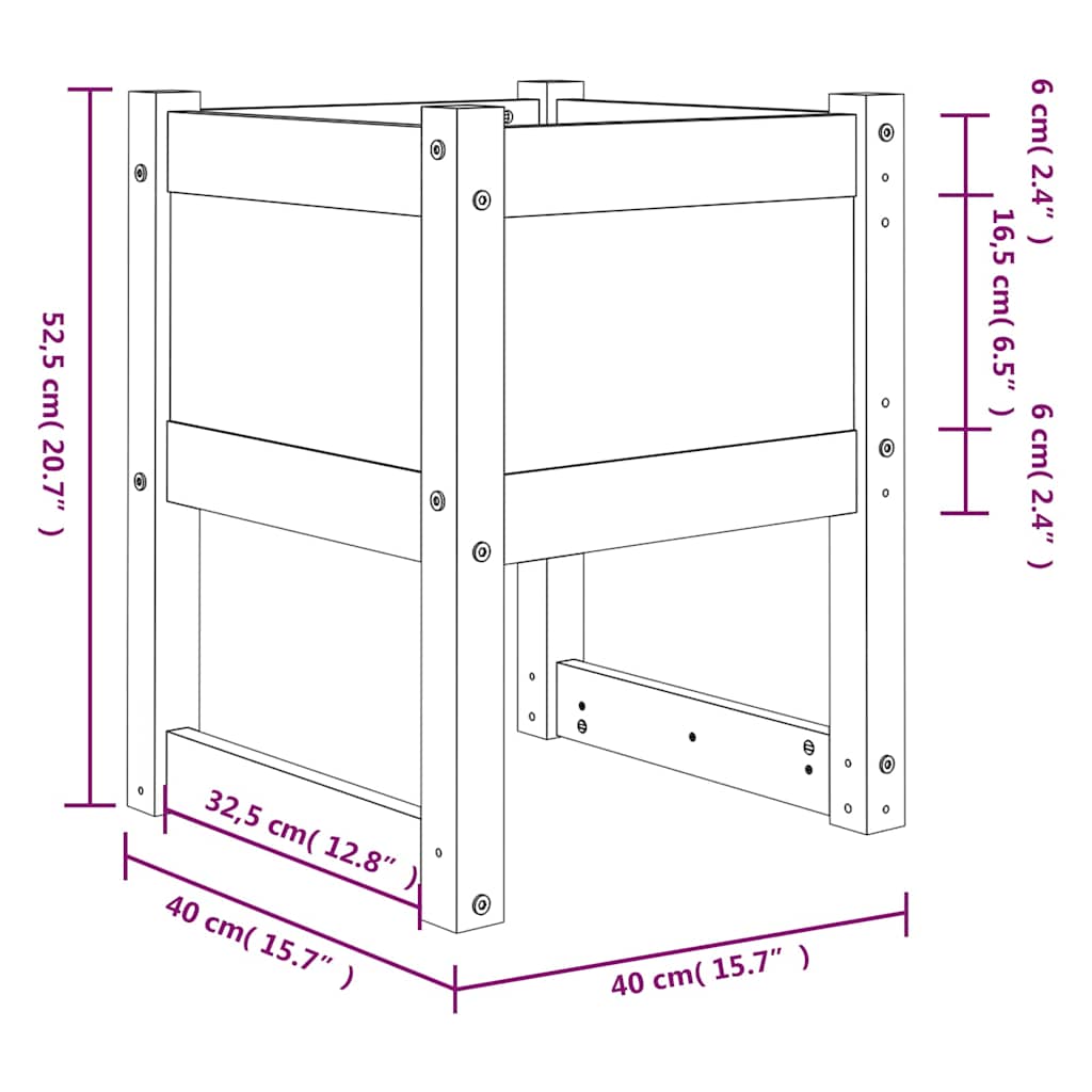 vidaXL Planters 2 pcs White 40x40x52,5 cm Solid Wood Pine