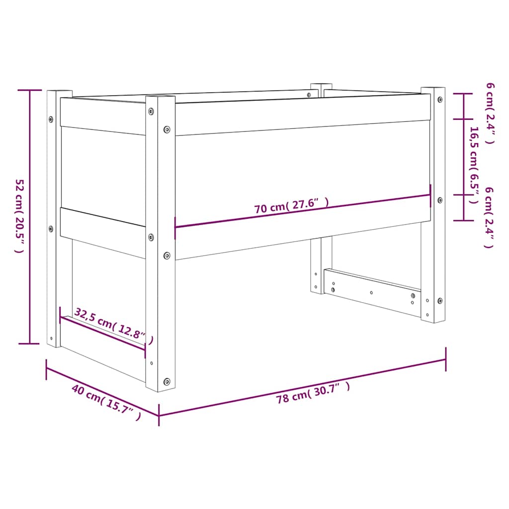 vidaXL Planter White 78x40x52 cm Solid Wood Pine