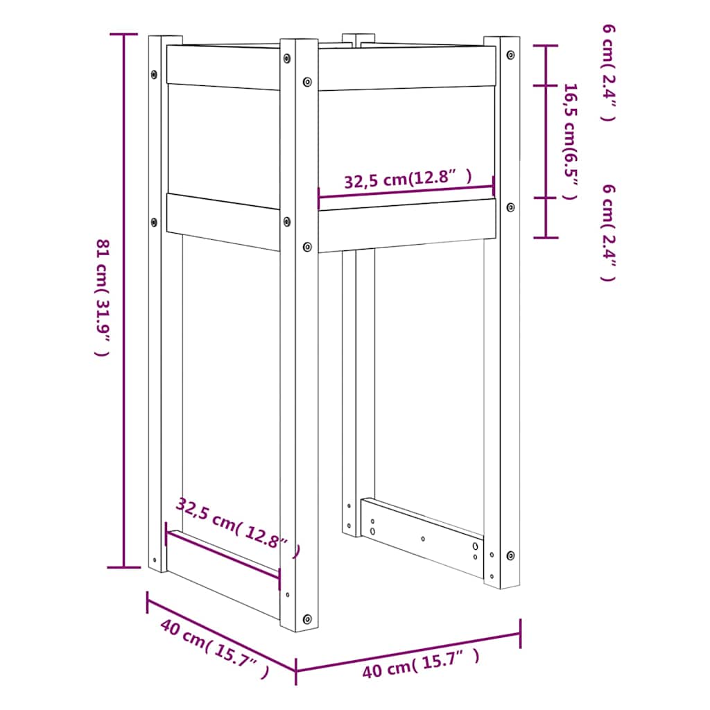 vidaXL Planters 2 pcs Grey 40x40x81 cm Solid Wood Pine