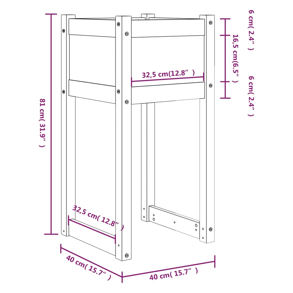 vidaXL Planters 2 pcs Black 40x40x81 cm Solid Wood Pine