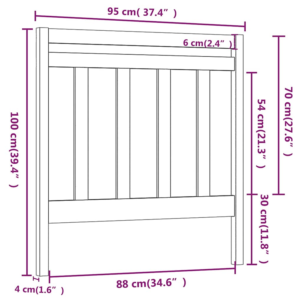 vidaXL Bed Headboard 95x4x100 cm Solid Wood Pine