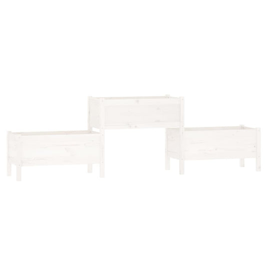 vidaXL Planter White 245.5x44x75 cm Solid Wood Pine
