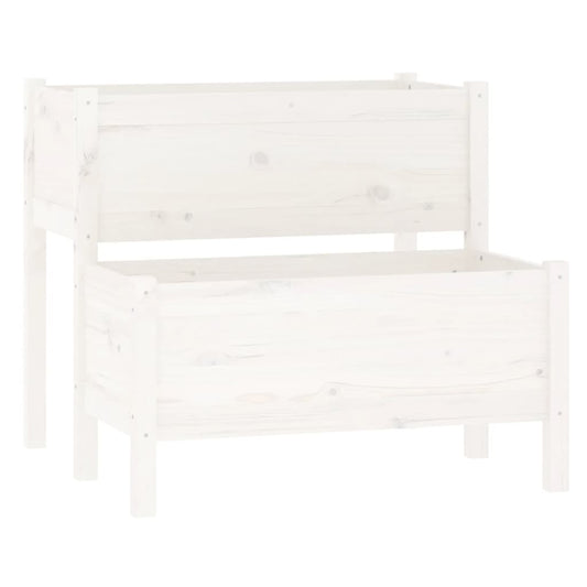 vidaXL Planter White 84,5x84x75 cm Solid Wood Pine