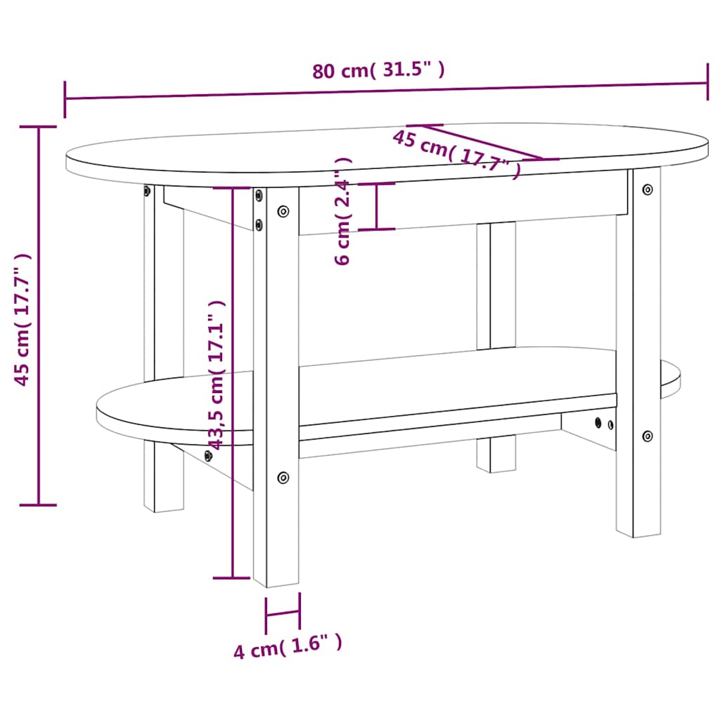 vidaXL Coffee Table Grey 80x45x45 cm Solid Wood Pine