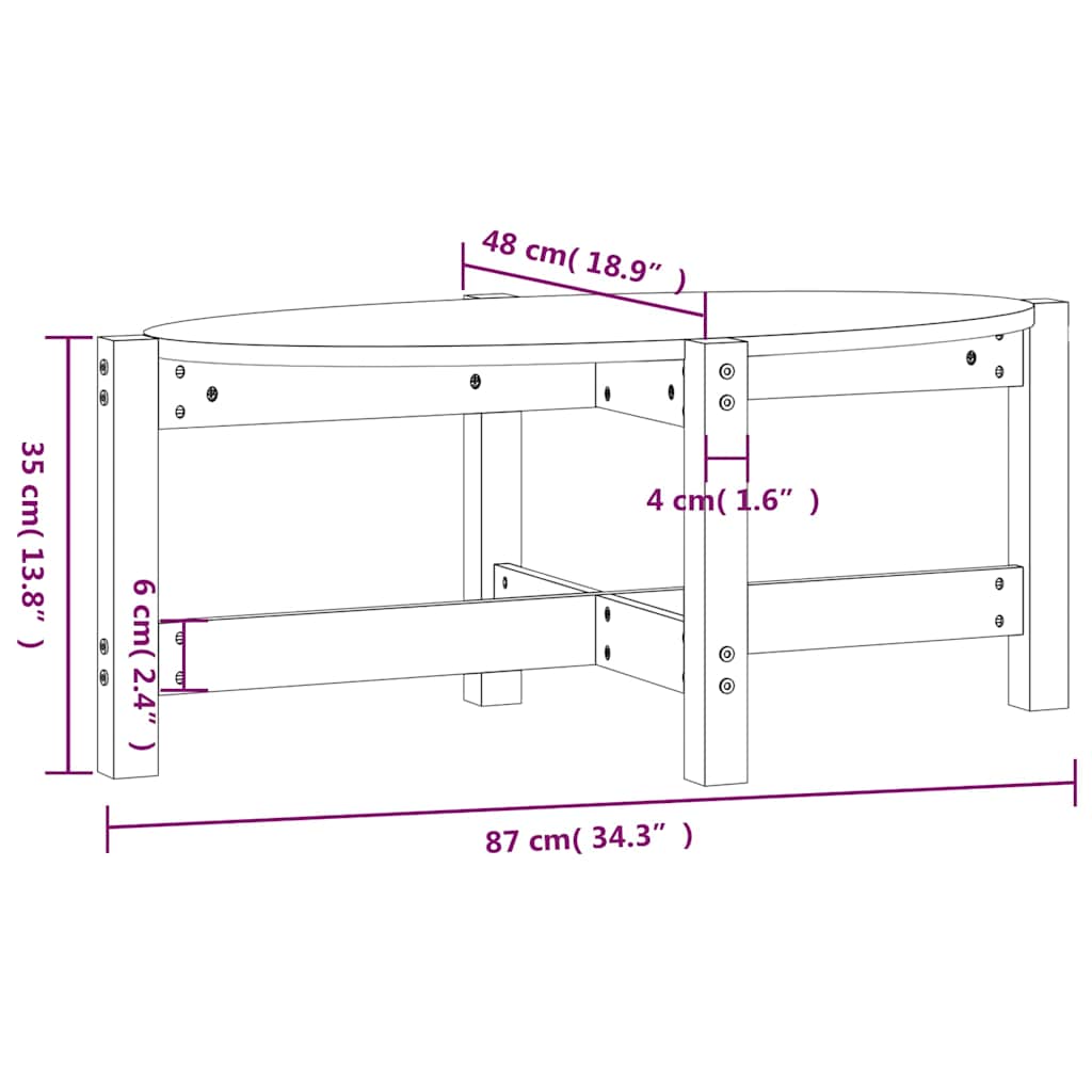 vidaXL Coffee Table White 87x48x35 cm Solid Wood Pine