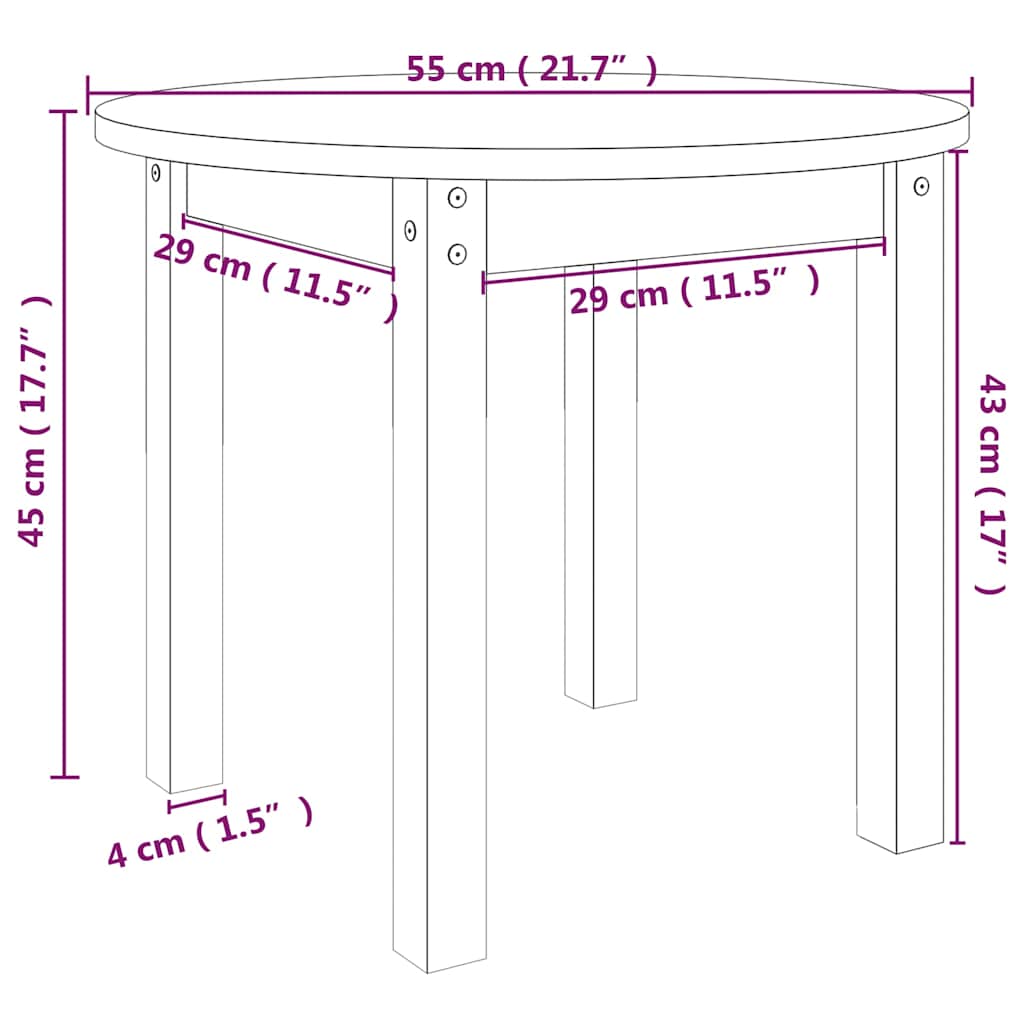 vidaXL Coffee Table White Ø 55x45 cm Solid Wood Pine