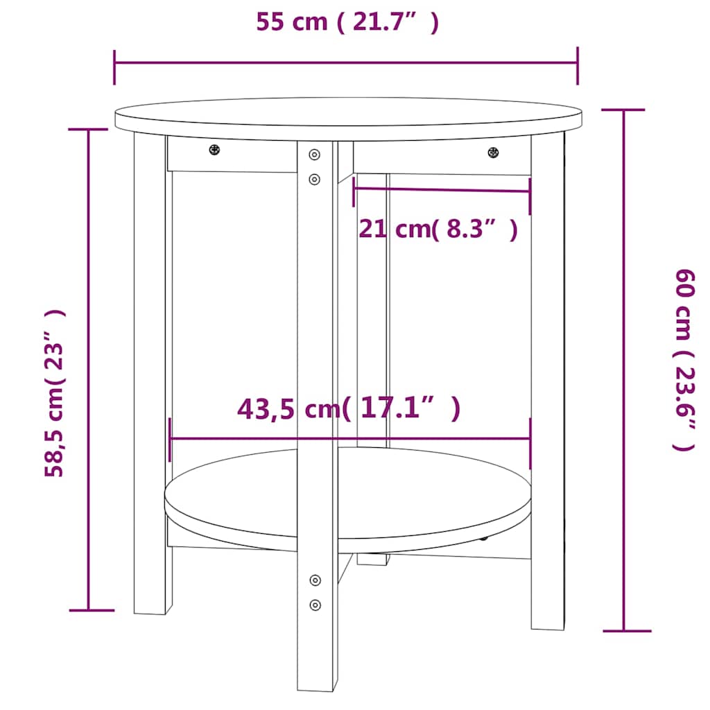 vidaXL Coffee Table Grey Ø 55x60 cm Solid Wood Pine