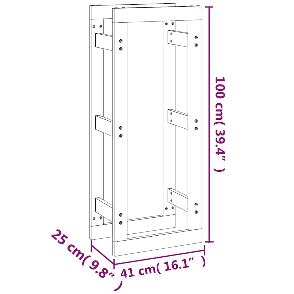 822407 vidaXL Firewood Rack 41x25x100 cm Solid Wood Pine
