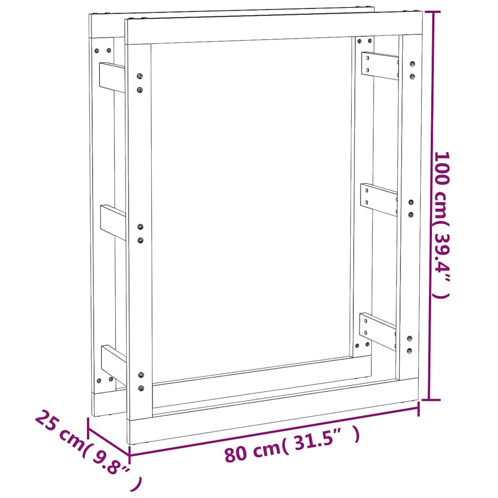 vidaXL Firewood Rack Grey 80x25x100 cm Solid Wood Pine