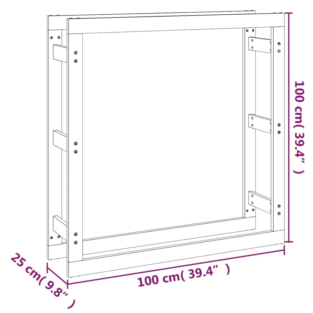 vidaXL Firewood Rack Grey 100x25x100 cm Solid Wood Pine