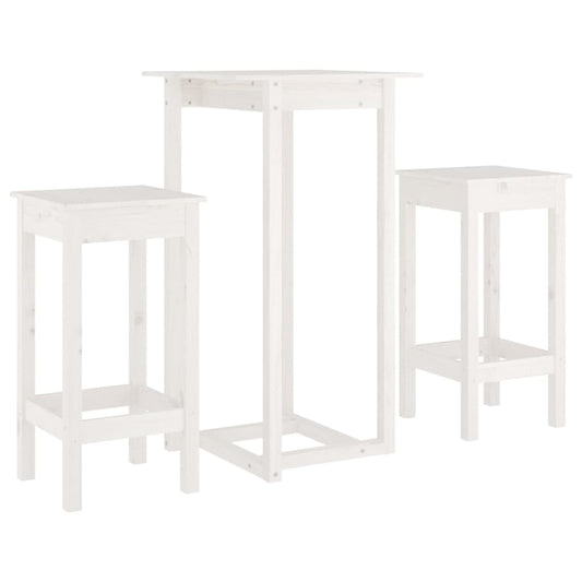 vidaXL 3 Piece Bar Set White Solid Wood Pine
