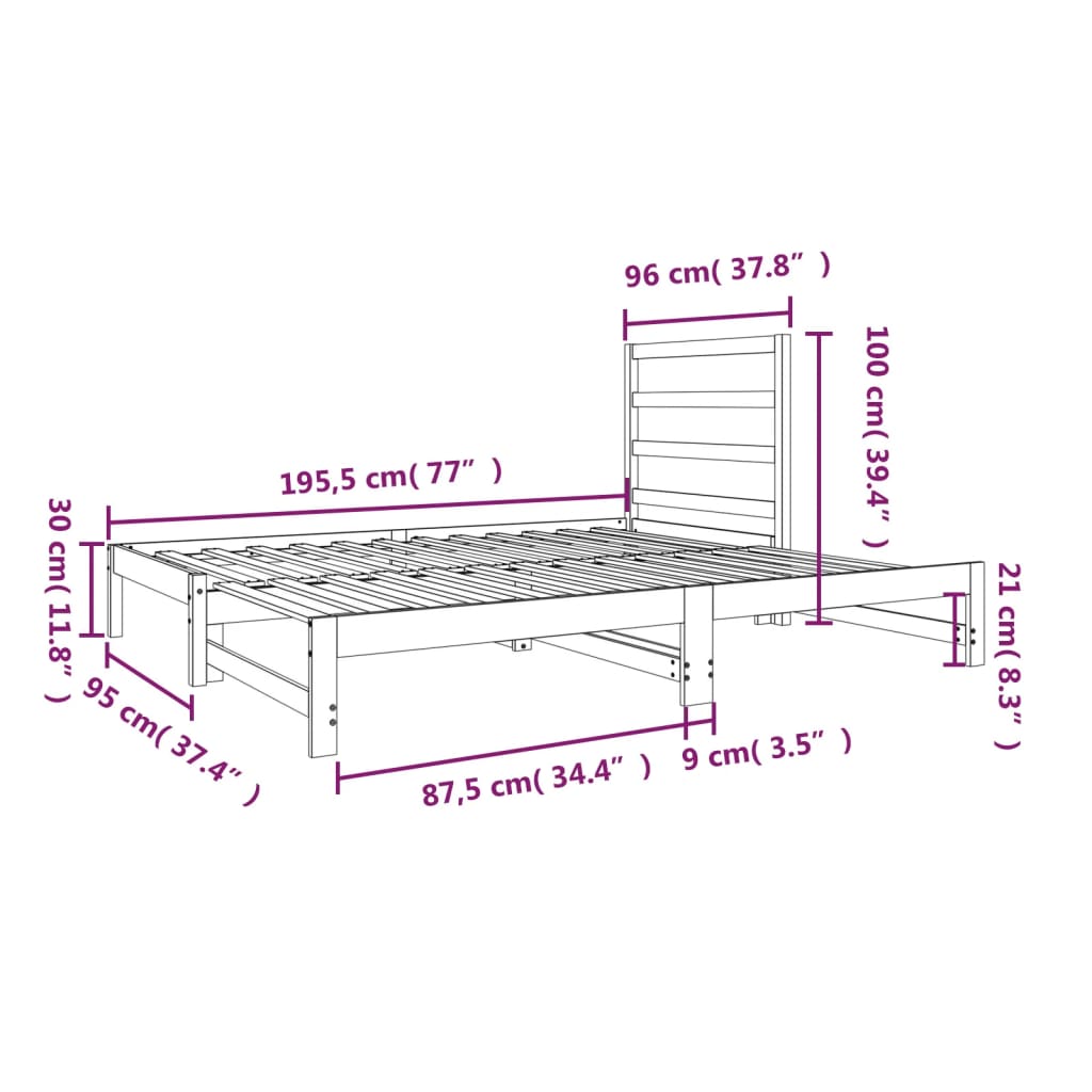 vidaXL Pull-out Day Bed without Mattress White 2x(90x190) cm