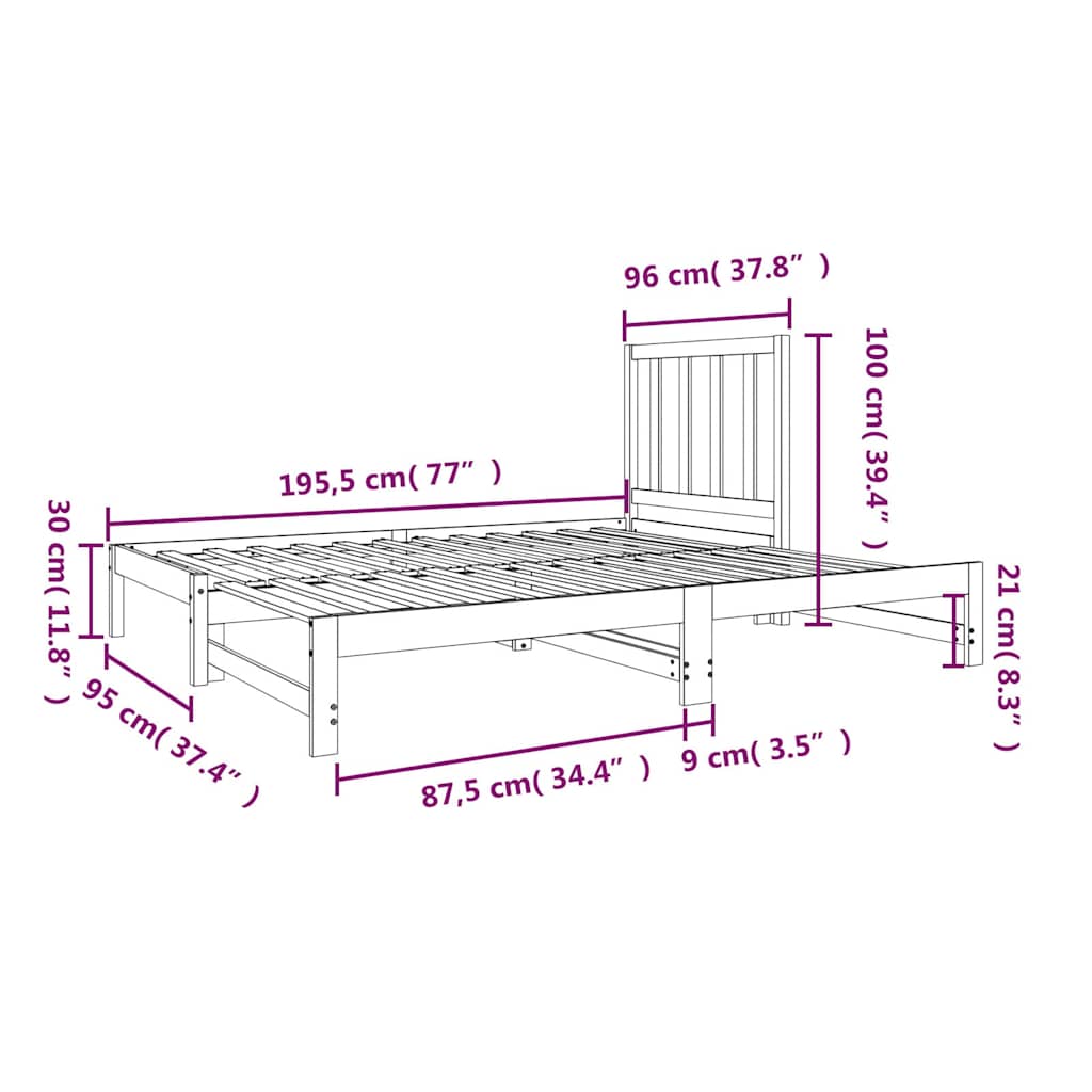 vidaXL Pull-out Day Bed without Mattress 2x(90x190) cm