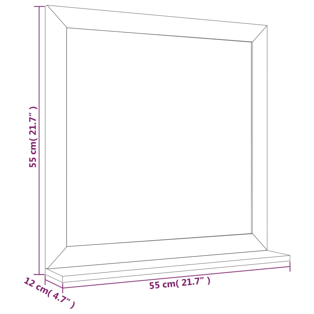 vidaXL Wall Mirror 55x55 cm Solid Wood Walnut
