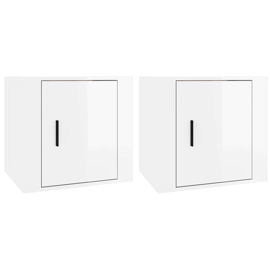 vidaXL Bedside Cabinets 2 pcs High Gloss White 50x39x47 cm