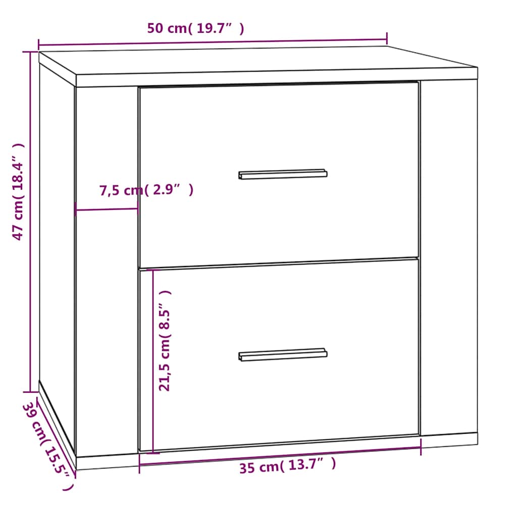 vidaXL Bedside Cabinet Smoked Oak 50x39x47 cm