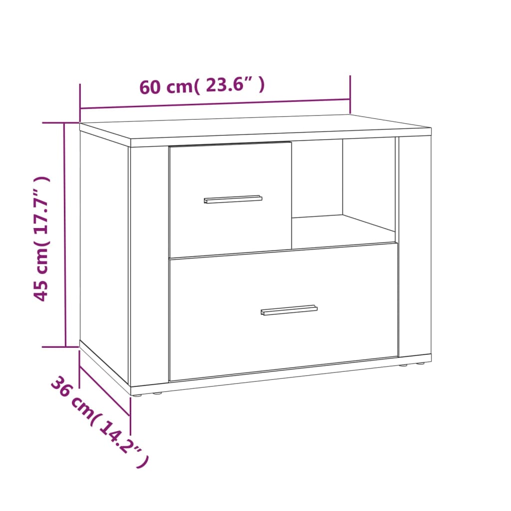 vidaXL Bedside Cabinet Concrete Grey 60x36x45 cm Engineered Wood