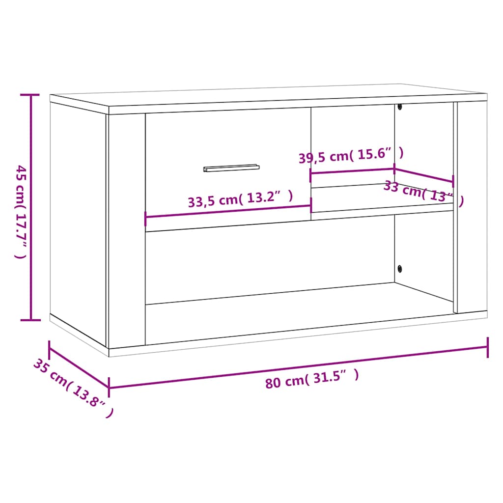 vidaXL Shoe Cabinet High Gloss White 80x35x45 cm Engineered Wood