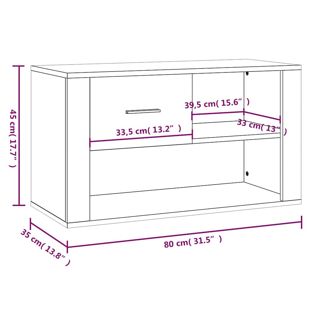 vidaXL Shoe Cabinet Smoked Oak 80x35x45 cm Engineered Wood