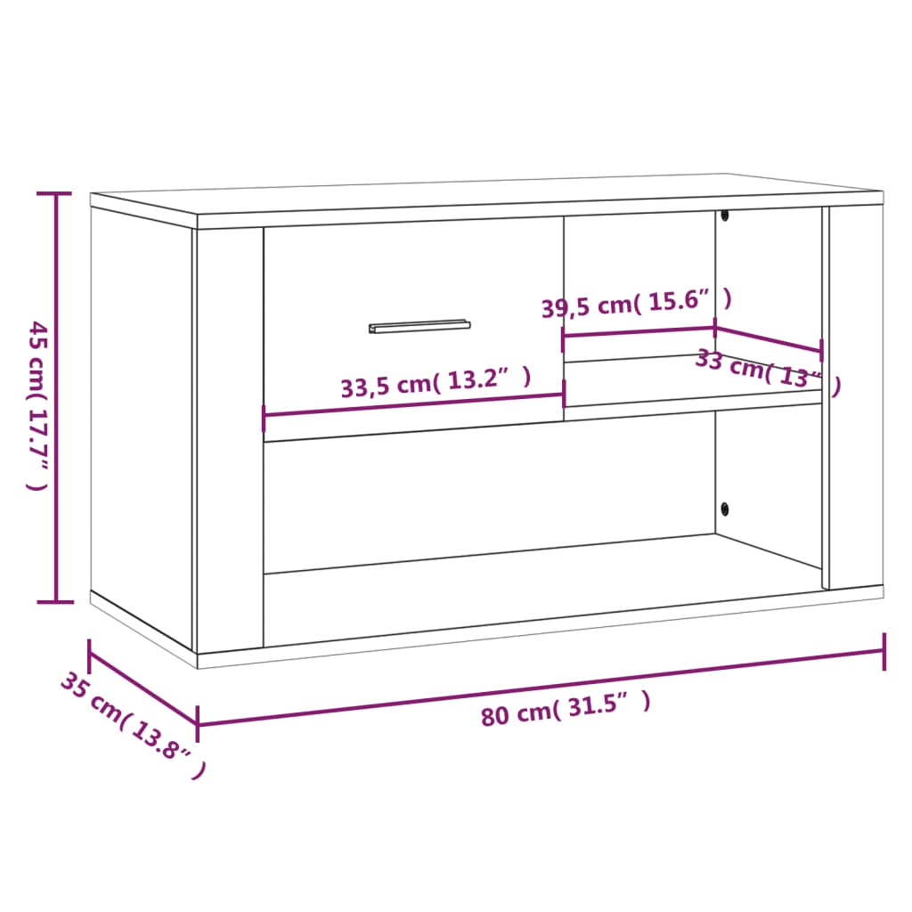 vidaXL Shoe Cabinet Grey Sonoma 80x35x45 cm Engineered Wood
