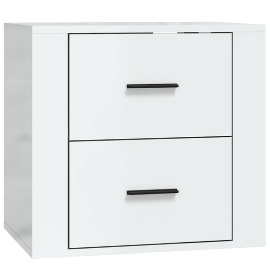 vidaXL Wall-mounted Bedside Cabinet High Gloss White 50x36x47 cm