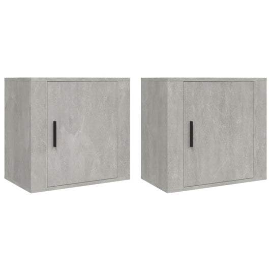 vidaXL Wall-mounted Bedside Cabinets 2 pcs Concrete Grey 50x30x47 cm