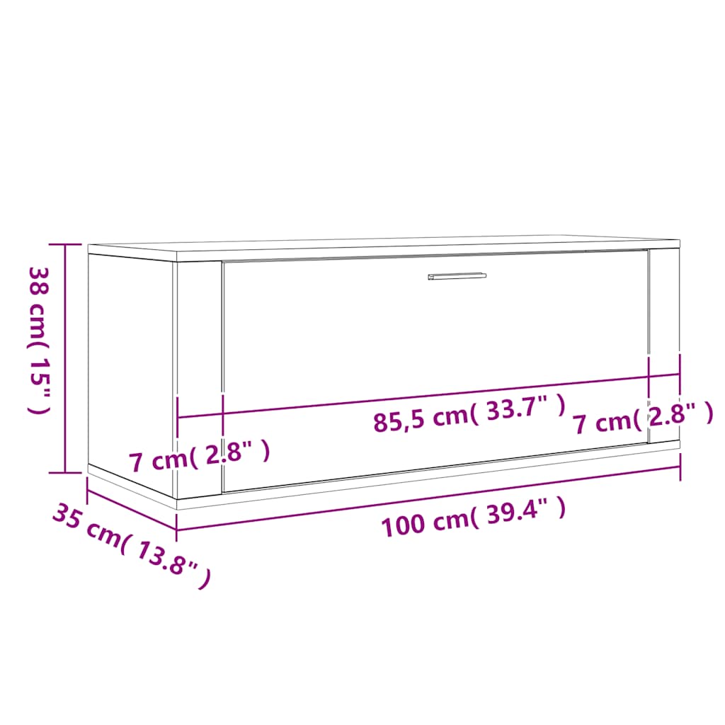 vidaXL Wall Shoe Cabinet Sonoma Oak 100x35x38 cm Engineered Wood