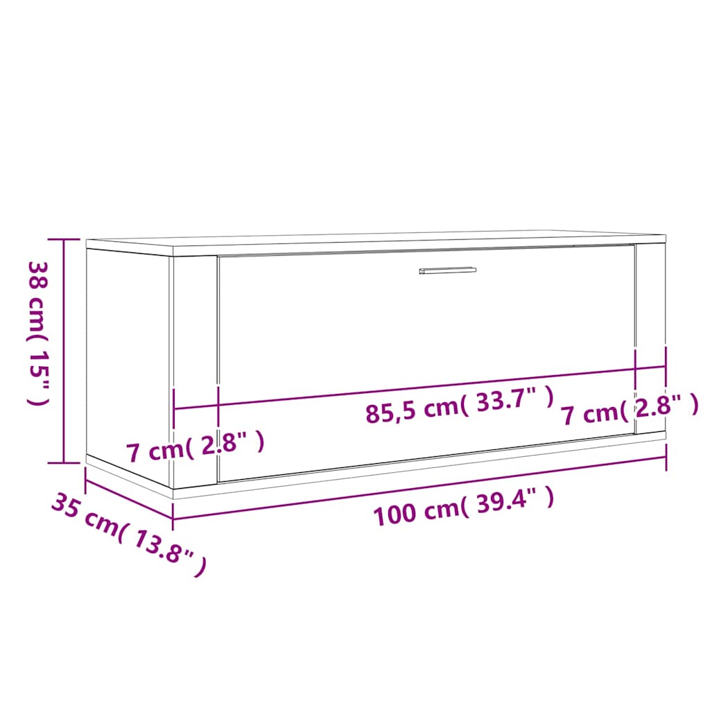 vidaXL Wall Shoe Cabinet Grey Sonoma 100x35x38 cm Engineered Wood