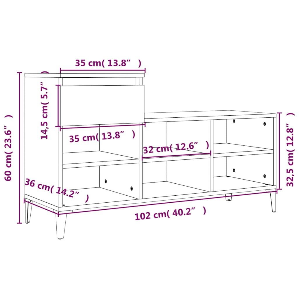 vidaXL Shoe Cabinet White 102x36x60 cm Engineered Wood